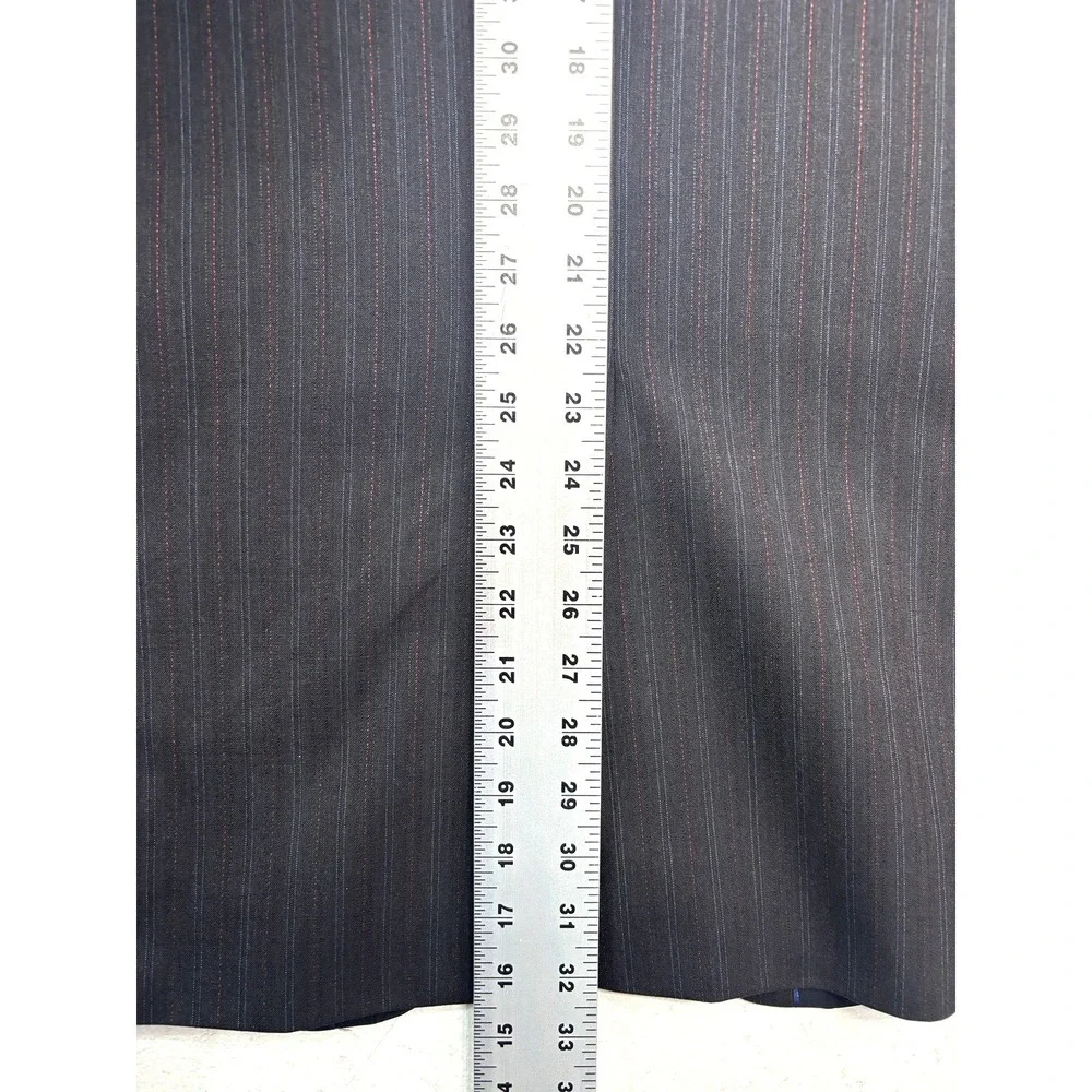 Alexandre London Savile Row 42L 34x32 Black Stripe 2pc‎ Pant Suit Wool Pleated
